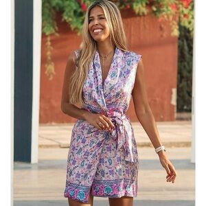 🆕(NWOT) ZARA Bloggers Fav Sleeveless Satin Wrap Sundress. MEDIUM. NEVER WORN